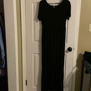 Black, long dress, with pockets, xl